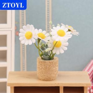 [COD] ZTOYL บ้านตุ๊กตา1 12จำลองต้นไม้เดซี่กระถางโมเดลตุ๊กตาบ้านดอกไม้ตกแต่งของเล่นตกแต่งสวนภูมิทัศน์ขนาดเล็ก