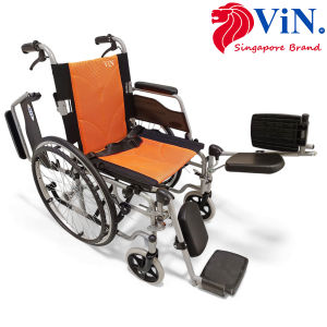 ViN-12A2-EL Wheelchair Leg Elevated for Leg Knee Injury On Cast Self Push Detachable Leg Rest Flip-up Armrest