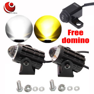 2Pcs New Motorcycle Mini Driving Lights Auto Spotlight White Yellow Led Laser Gun Light Universal 1Set Scooter Headlamp Car Light