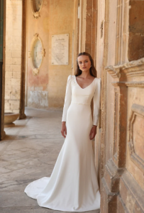 Mermaid Wedding Dress Modern Wedding Dress Crepe Wedding Dress Modest Wedding Dress