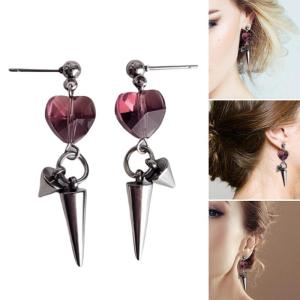 Modern Cone Stud Earrings with Elegant Heart Accent Refined Cone Earrings With An Artistic Heart Ear Pendant
