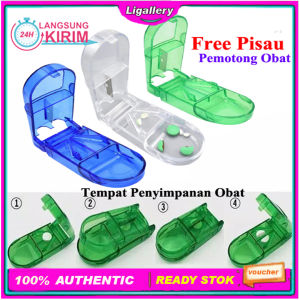 [Serbaguna] 1 Pcs Tempat Penyimpanan Obat Plus Alat Potong Obat Pill Cutter Box Pemecah Pil