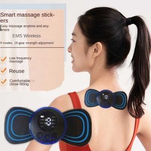 MS - EMS Elektrik Pemijat Leher Mini Servikal Punggung Otot Pengurang Rasa Sakit Patch Portabel Massage Stimulator Pemijat Pinggang Portabel Gel Pad Stiker Ramping