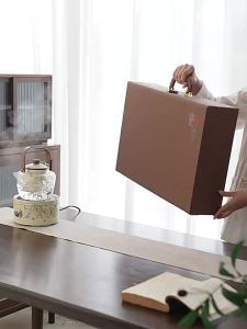 Beige Ru Kiln Crackle Glaze Purple Wisteria Kung Fu Tea Set Gaiwan Tea Brewing Artifact High-end Gift Set