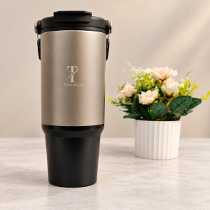TEZORAH Dual Drink Carry Tumbler 900ml | Stainless Steel Vacuum Insulated | Foldable Carry Handle | Box Included