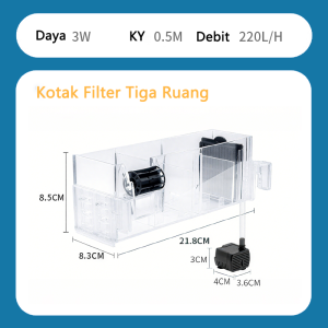 Filter Akrilik Gantung Multilayer Silent untuk Aquarium Mini/Ikan - Kompatibel dengan Media Filter
