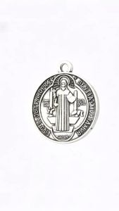 SK St. Benedict Medal Alloy Material Badges Pendant Front and Back All Have Patterned