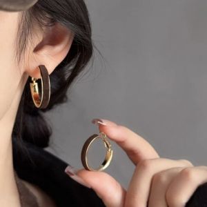 Fashionable Ring Gift 氛围感法式复古丝绒布夸张大耳圈温柔港风优雅圆圈耳环圆形耳饰品