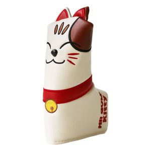 BLACKON Accessories Golfer Gift Club Head Protector Hybrid Wood Head Cover Cute Kitty PU Leather Lucky Cat Blade Mallet Putter Golf Putter Cover Golf Club Headcovers