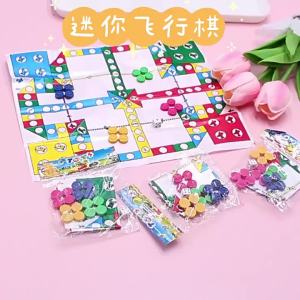 Ready Stock Ludo Family Play Plastic Folding Mini Flight Chess Flying Chess Kids Toys