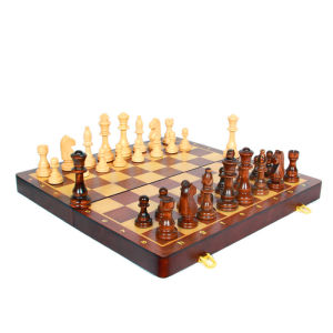Premium Wooden International VIP Chess Set Walnut Chess Board 45 x 45cm
