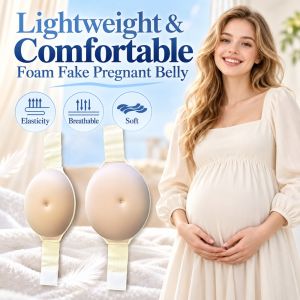 ERMENLED Lightweight Fake Pregnancy Belly Lifelike Breathable Artificial Pregnant Belly Portable Adjustable Strap Simulation Pregnancy Belly Cosplay