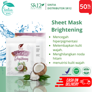 SR12 Sheet Mask Brightening Masker Wajah Glowing Putih Mencerahkan Kulit Kusam Isi x5 10ml