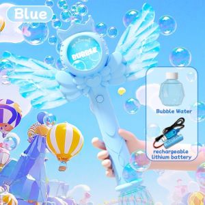 Oldlaiben Angel Bubble Machine Princess Wand with Wings Lights Music Auto Bubble Blowing Toy Birthday Gift Kanak Kanak