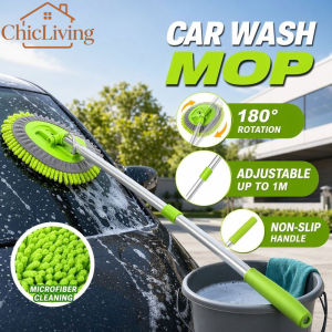 ChicLiving Adjustable Telescoping Car Wash Mop180°Rotation Microfiberhandle Rod Microfiber Car Wash Brush 洗车拖把