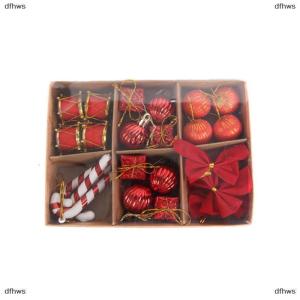 [COD] dfhws 24PCS Box Christmas Bow Ball Cane Decoration Set DIY Xmas Tree Hanging Pendants Home Christmas Party Decoration Supply