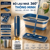 Bộ Cây Lau Tự Vắt Kèm Xô Gấp Gọn Silicon Thông Minh Cao Cấp - Tặng Kèm Bông Lau