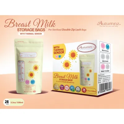 Autumnz Double ZipLock Breast Milk Storage Bags with Thermal Sensor
