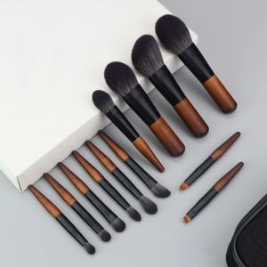 Portable 12Pcs Makeup Brush Set Artificial Fiber Wool Loose Powder Eyeshadow Make Up Brush Beauty Tool
