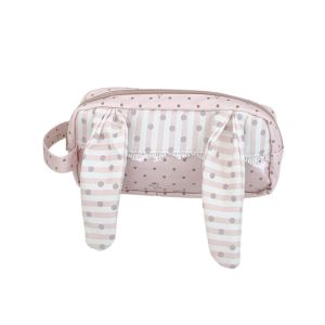 PARKOUR Polka Dot Print Bunny Ear Dots Pencil Case Lace Trim Rabbit Big Ear Pencil Pouch Y2k Fashion Large Capacity Korean Style Pen Bag Stationery Holder