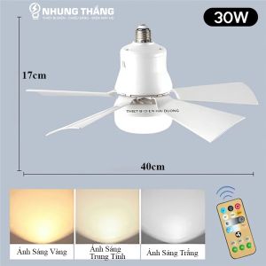 Đèn Led Tích Hợp Quạt Q-5240 - Đui Xoáy E27 - 3 Chế Độ Ánh Sáng - Tăng Giảm Ánh Sáng - Điều Khiển Từ Xa Siêu Sáng Và Mát - BH 1 Năm - CÓ VIDEO