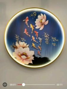 New Chinese Style Round Zen Wiring-Free Wall Lamp Living Room Stairs Tea Room with Light Decorative MuralsFast shipping