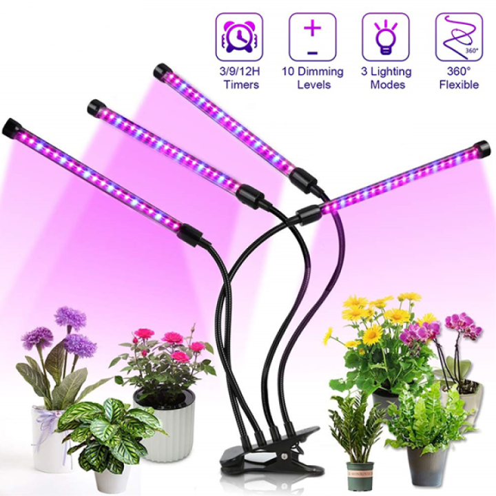Yo-Fun 2/3/4 heads LED Plant Grow Light Timer Phyto Lamp Plants Full ...