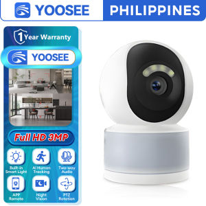 YOOSEE Y611 3MP AI Smart CCTV Camera Wireless Wifi IP Security Cam 360 View PTZ Outdoor Indoor Home Surveillance Night Vision Two Way Audio Motion Detection Baby Cry Pet Human Tracking LED Light App Control