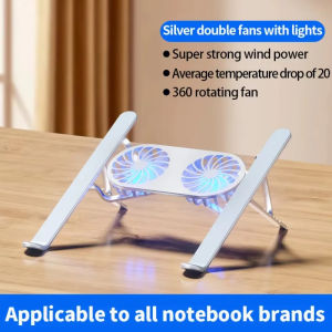 Aluminium Alloy Adjustable Laptop Stand With Fan Cooler For Notebook Laptop Portable Foldable Notebook Stand Holder