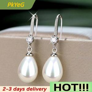 PkYeG Jewelry for Women Water Drop Earrings for Women Red White Round Oval Earrings Wedding Engagement Valentines Day Gift