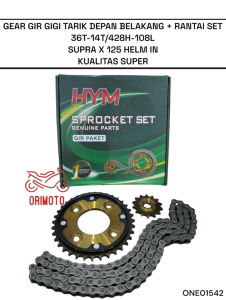 Orimoto- GEAR GIR GIGI TARIK DEPAN BELAKANG + RANTAI SET 36T-14T/428H-108L SUPRA X 125 HELM IN KUALITAS SUPER