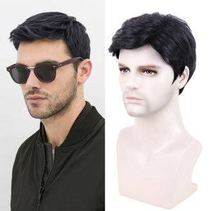 GUAIP Fashion Daily Wear Male Haircut Hairstyle Layered Short Wave Wig Hair Toupee Men Wigs Cosplay Wigs