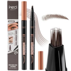 HECI BEAUTY Microblading Eyebrow Pen for Women 0.1mm Ultra Brush-Tip Long-Lasting Liquid 4D Brow Pen Natural Hair-Like Brow Pencil Smudge-Proof & Sweatproof For Beginners & Sensitive Skin Brown