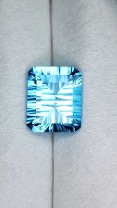 Batu permata natural Blue Topaz Swiss CUTTING Nanas octagon+Memo acc lab kristal top LUSTER