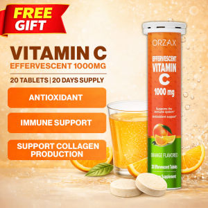 Vitamin C Effervescent Tablets 1000mg Immune Support Supplement Antioxidant Orange Flavoured 20 Tablets ORZAX