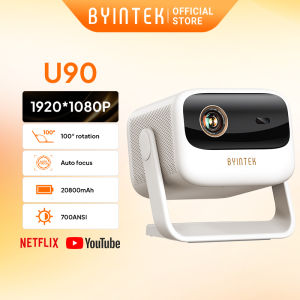 BYINTEK U90 700 ANSI DLP Portable Projector with Android 11 WiFi 4K Support and Battery for Camping and Business