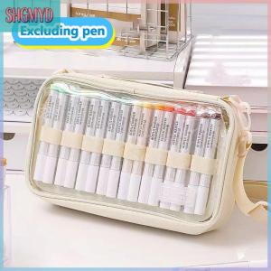 【SHGMYD】 กระเป๋าใส่ปากกามาร์กเกอร์ความจุมากกระเป๋าใส่ปากกาสีน้ำใสสะพายไหล่แบบถือได้64ชั้น