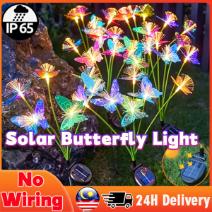 【24H SHIP】Solar Butterfly Garden Lights Outdoor Waterproof Auto Sensor LED Landscape Light Yard Pathway Lampu Solar Taman
