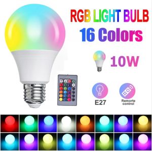 Smart Light Bulb E27 RGBW 16 Colors Dimmable Ampoule LED Smart Lights With Remote Control Energy Save Adjustable Brightness Home Hotels Clubs Malls Decoration