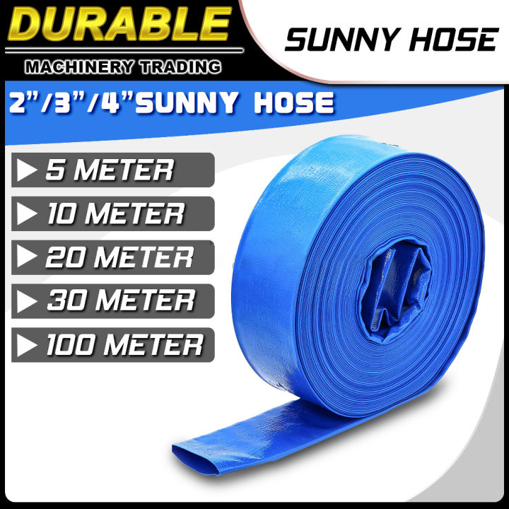 10M60M Submersible Water Pump Hose 2" 3" 4" Discharge Duct Flat Blue Hose PVC Flexible hose