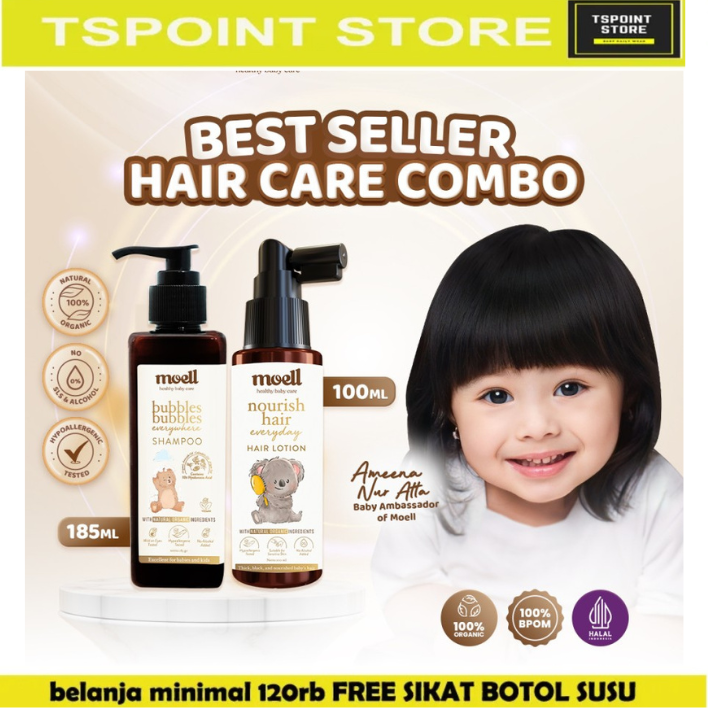 Moell Set Perawatan Rambut Bayi Shampoo 180ml Dan Hair Lotion