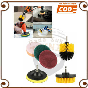 adaptor kepala mata sikat mesin bor pembersih wc lantai toilet dinding 6pcs peralatan kamar mandi