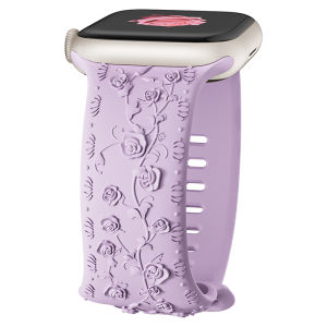 Đồng hồ dây đeo cho Apple khắc hoa 49mm 42mm 38mm 44mm 40mm iWatch dây đeo sillicon Nữ 45mm 41mm hoa văn hoa hồng dây đeo cổ tay cho Apple Watch Dòng 9 8 7 6 5 4 3 2 1 SE SE2 SE 3/ultra 3