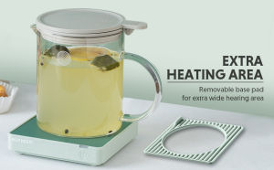 เครื่องอุ่นแก้วชากาแฟ ที่รองแก้วทำความร้อนที่ 45°C Office and home ที่รองแก้วแบบเทอร์โมสแตติกbเครื่องอุ่นถ้วยกาแฟ ที่อุ่นแก้ว ถ้วยอุ่นน้ำร้อนแบบปรับได้ ฐานฉนวนกันความร้อนเครื่องสโลว์คุกเกอร์ไฟฟ้า
