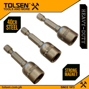 Tolsen 3pcs Magnetic Nut Socket Set (8mm | 10mm | 1/4" | 5/16" | 3/8") Tek Screw Bits
