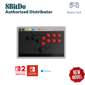 8BitDo All-Button Arcade Controller for Switch/Switch 2 & Windows – Bluetooth 2.4G Wired Connectivity Low-profile