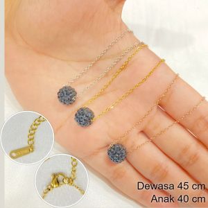 Kalung Titanium Anak Liontin Bola Pasir Anti Karat Aksesoris Fashion