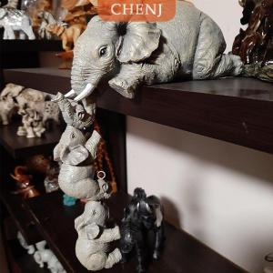 [COD] CHENJ งานฝีมือตกแต่งทำจากเรซิน3ชิ้นช้างที่เหมือนจริงสำหรับแม่หุ่น2ชิ้นแบบแขวน