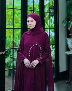 Dehadi FS Luna Abaya Maxi Dress Bahan Ceruty Babydoll Mix Payet Mutiara Cantik Elegant Kekinian Terbaru