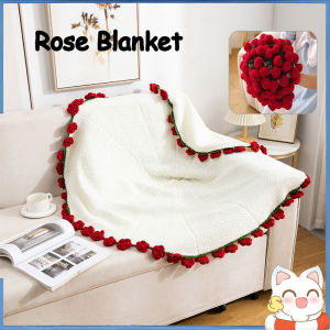 Creative Rose Bouquet Blanket Finished Fashion Rose Nap Blanket Soft Flower Hugging Blanket for Girlfriend Gift
